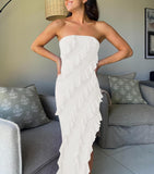 RUFFLE STRETCH MAXI DRESS