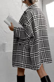 Houndstooth Collared Neck Long Sleeve Coat