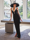 Raelyn Black and White Business Casual Maxi Dress