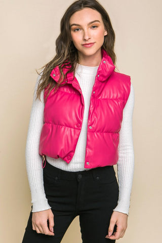 Hot Pink Leather Vest 