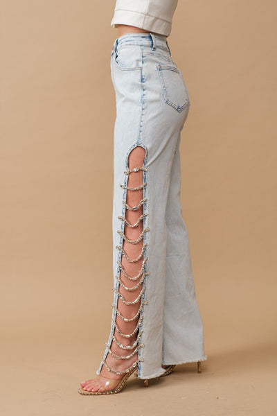 Diy side lace up hot sale jeans