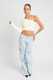 ONE SHOULDER FLUFFY SWEATER TOP