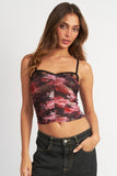 RUCHED CROP TOP WITH LACE DETAIL