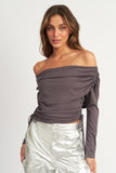 OFF SHOULDER RUCHED TOP
