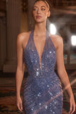 HALTER SEQUIN ILLUSION GOWN