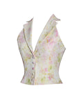 Lauren Pink Floral Print Ruched Back Suit Vest