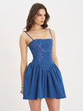 ZAFIRA COTTON DENIM DROP WAIST MINI DRESS