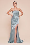 STRAPLESS SATIN DRESS & SASH