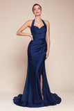 ROBE AJUSTÉE EN SATIN EXTENSIBLE À COL NU