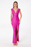 FITTED DEEP V MAXI DRESS