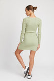 RIBBED LONG SLEEVE MINI DRESS