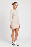 RIBBED LONG SLEEVE MINI DRESS