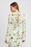 FLORAL BLOUSE WITH NECK TIE