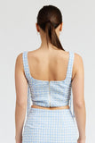 GINGHAM BUSTIER TOP WITH SMOCKED BACK