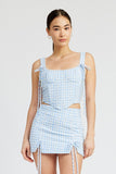 GINGHAM BUSTIER TOP WITH SMOCKED BACK