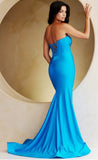 TWISTED PLEATED ILLUSION FRONT STRETCH MERMAID GOWN