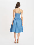 ZADIE COTTON DENIM FLOWER MIDI DRESS