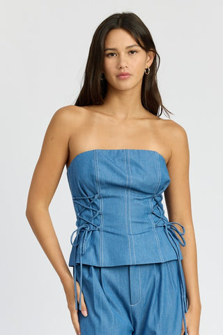 TUBE TOP WITH SIDE LACE UP DETAIL