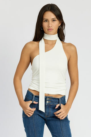 ONE SHOULDER TOP WITH SCARF DETAIL