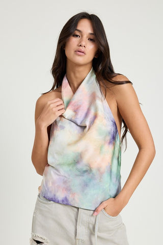 TOP CON COLLO A CAPPUCCIO TIE DYE