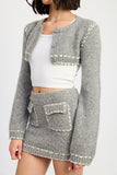 CROPPED BUBBLE SLEEVE CARDIGAN TOP