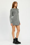 MOCK NECK MINI RIB SWEATER DRESS