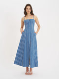 ABYGAIL STRIPE COTTON DEBIM MAXI DRESS