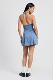 MINI HALTER NECK DENIM DRESS