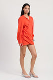 MNI LONG SLEEVE COLLARED WRAP DRESS