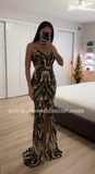 Spaghetti Strap Art Deco Sequins Maxi Dress