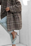 Houndstooth Collared Neck Long Sleeve Coat