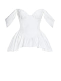 Qistina White Off-shoulder Bubble Hem Peplum Top