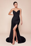 STRAPLESS STRETCH SATIN FITTED GOWN