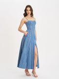 ABYGAIL STRIPE COTTON DEBIM MAXI DRESS
