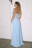 STRAPLESS SCARF A LINE CHIFFON DRESS