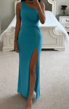 Robe longue à taille torsadée Britt - Bleu sarcelle 