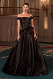 OFF SHOULDER PLEAT WAIST GOWN
