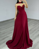 STRAPLESS SCARF A LINE CHIFFON DRESS