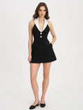Ignacia Office Casual Black And White Halter Dress