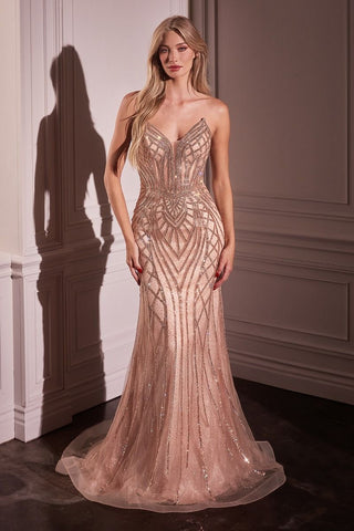 CRYSTAL STRAPLESS EMBELLISHED MERMAID GOWN