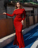 LONG SLEEVE ONE SHOULDER GOWN