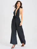 Oriana Black Polka Dots Halter Jumpsuit