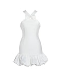 BARBRA WHITE CROSS STRAPS BODYCON MINI DRESS
