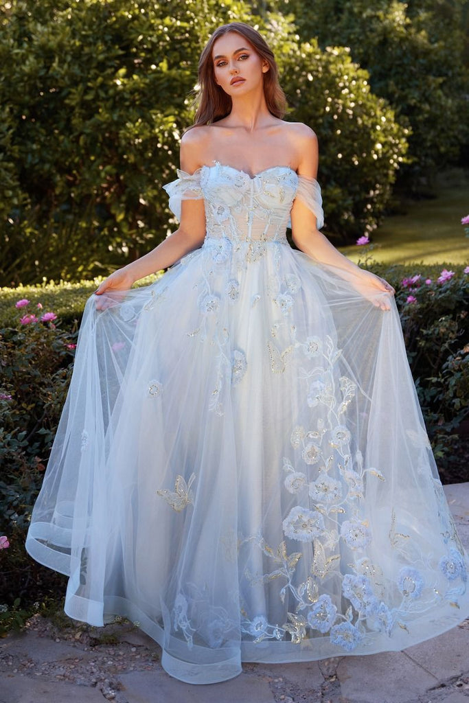 Pretty Off The Shoulder Applique Lace Luxury Ball Gown