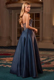 EMBELLISHED NAVY BALL GOWN
