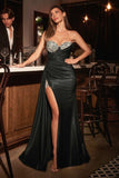 STRAPLESS STRETCH TAFFETA EMBELLISHED DRESS