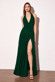 RUCHED HALTER DROP WAIST MAXI DRESS