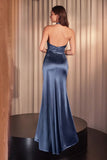 HALTER SATIN FITTED DRESS
