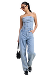 STRAPLESS DENIM JUMPSUIT