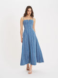 ABYGAIL STRIPE COTTON DEBIM MAXI DRESS